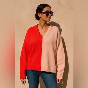 Anthropologie x Kerri Rosenthal Radiant Heart Color Block Sweater